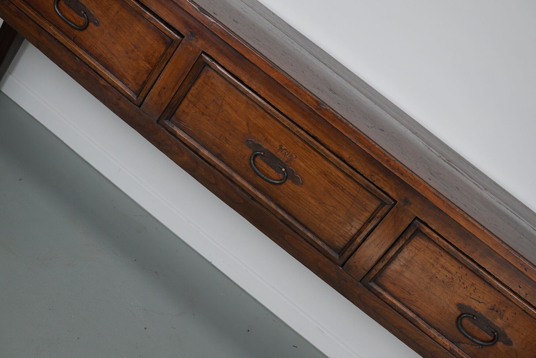 Antique french rustic farmhouse fruitwood & oak side table