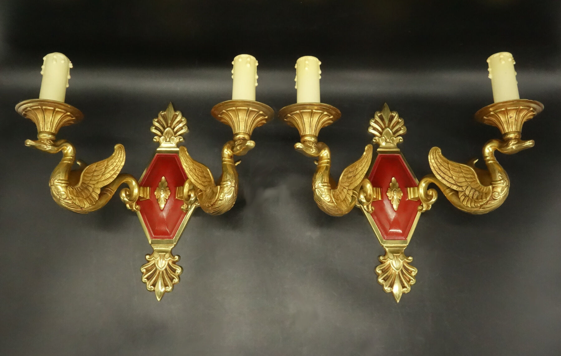 Pair of Empire style swan sconces Petitot