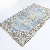 4x6 Sky Blue Orienta Classic Pattern Vintage Rug, 113x201Cm
