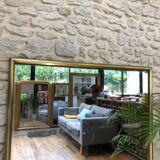 Mirror period early 19th structure in golden metal, mercury ice pricked 145/106cm