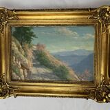 Oil on panel, landscape, Louis XVI style frame, early 20th century