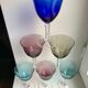 Set 6 colored wine glasses and worked feet 70s