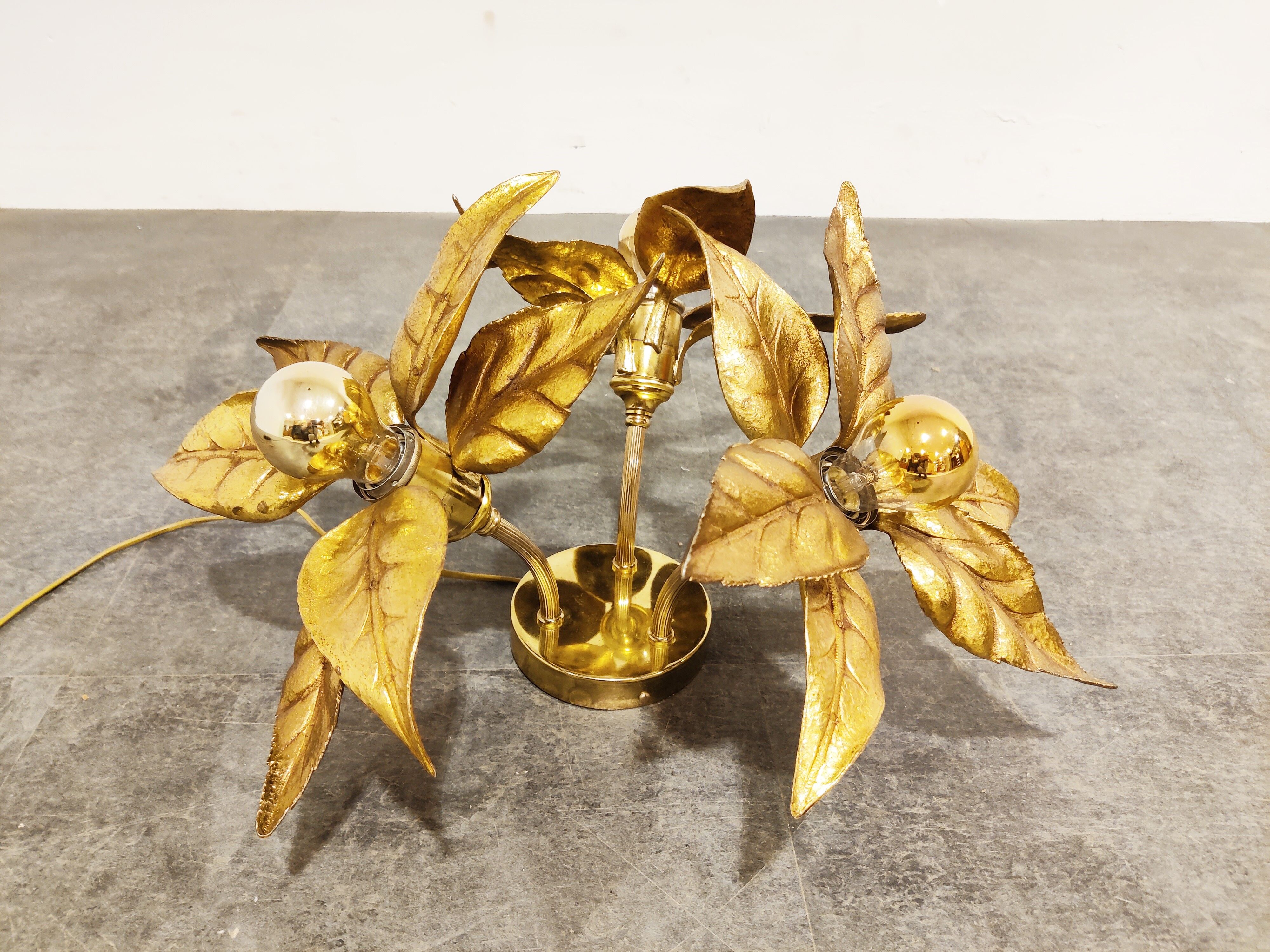 Brass Flower table or ceiling light by Willy Daro, 1970's