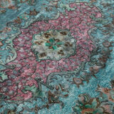 Handmade antique turkish 1970s 170 cm x 272 cm blue rug