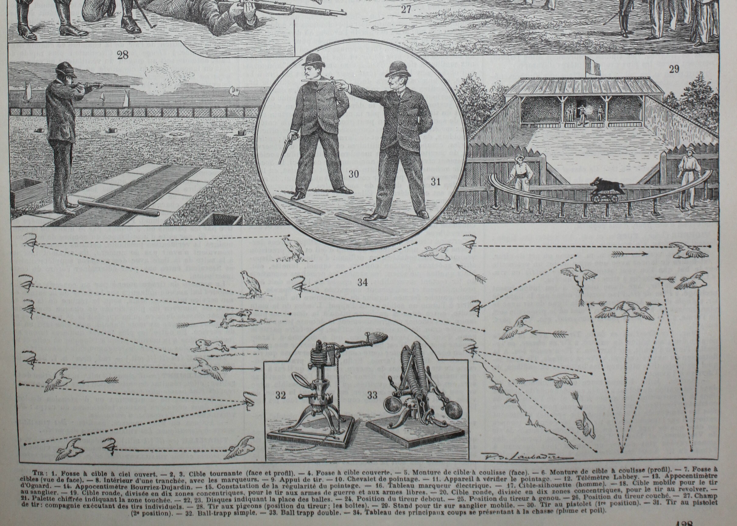 Lithograph • Shooting, sport, gun, hunting, target • Original engraving from 1898