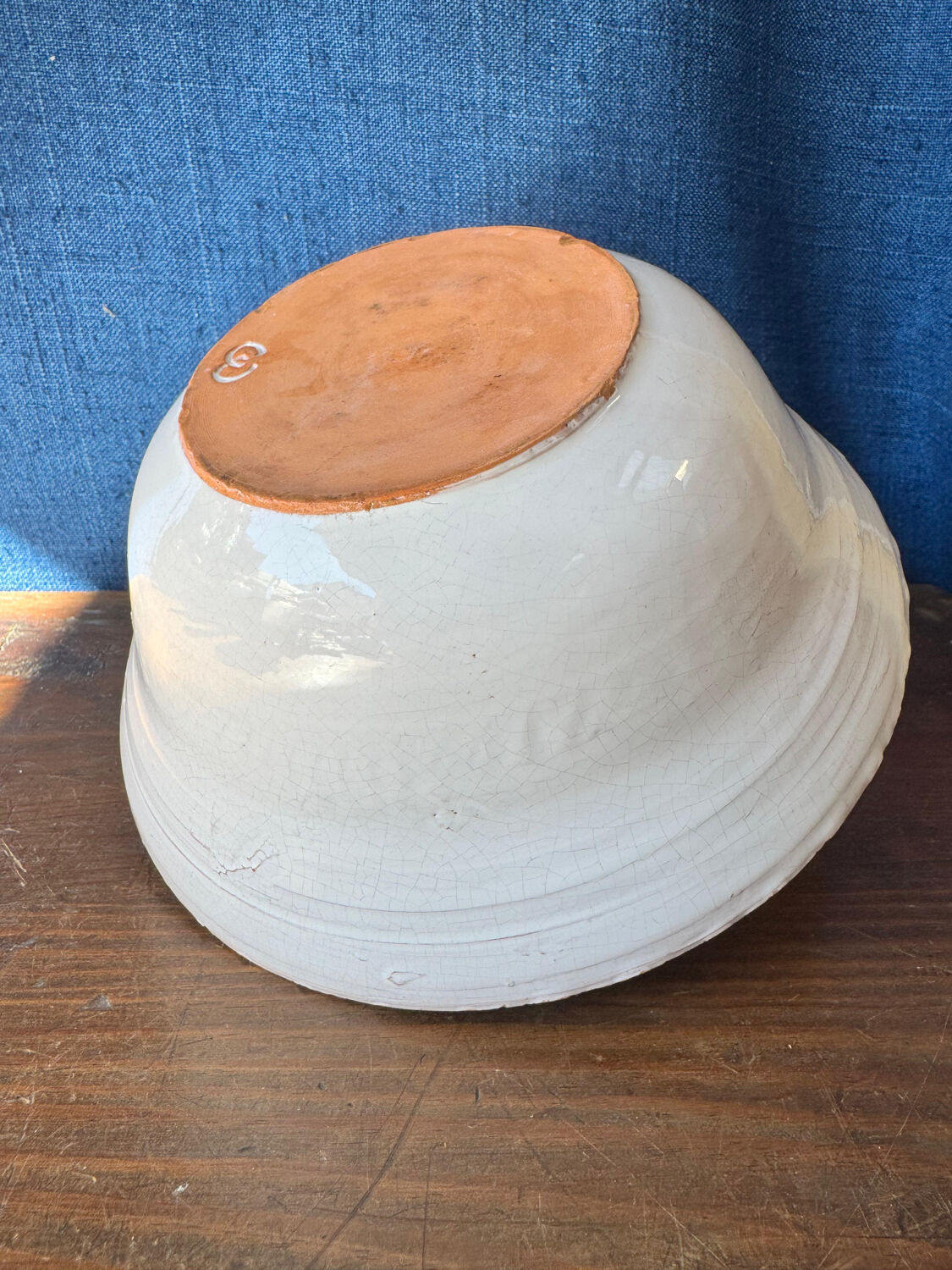 Large vintage Biot coupe in glazed ceramic, French craftsmanship.