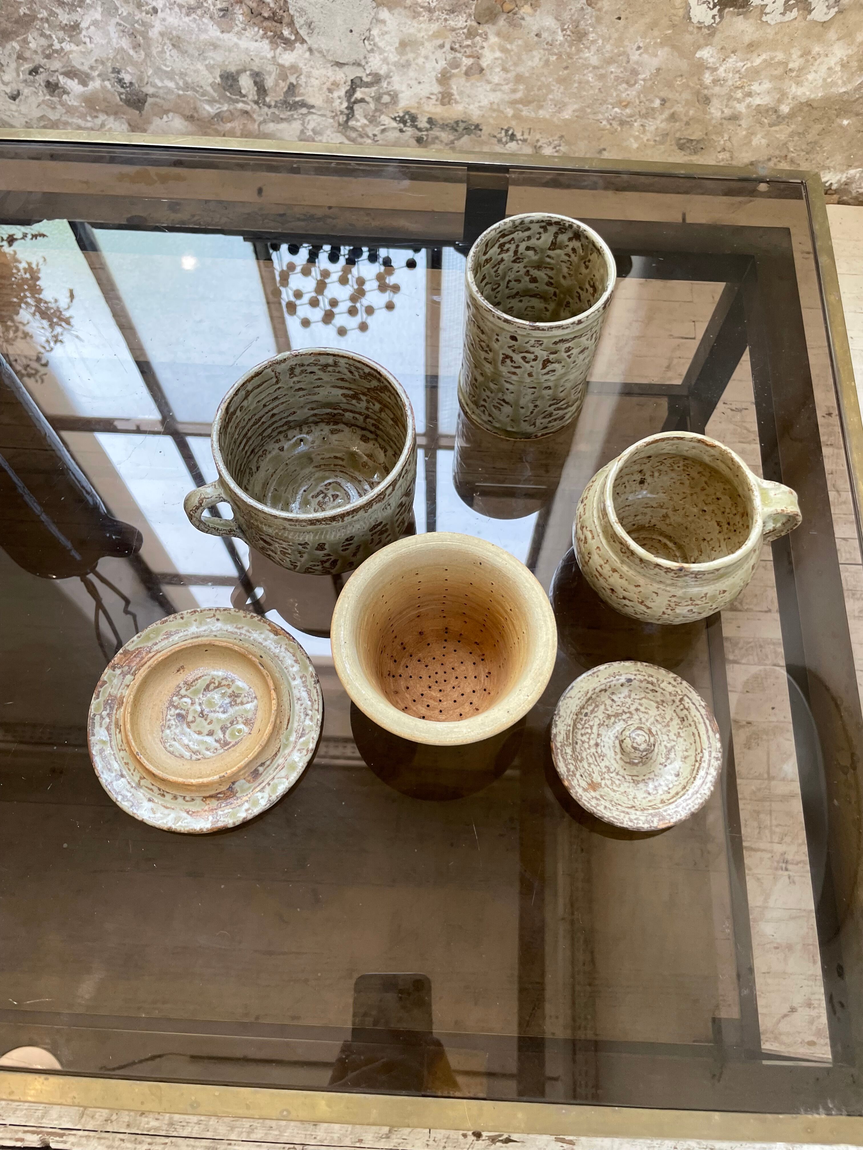 Stoneware herbal tea cup set La Hulotte Caylus