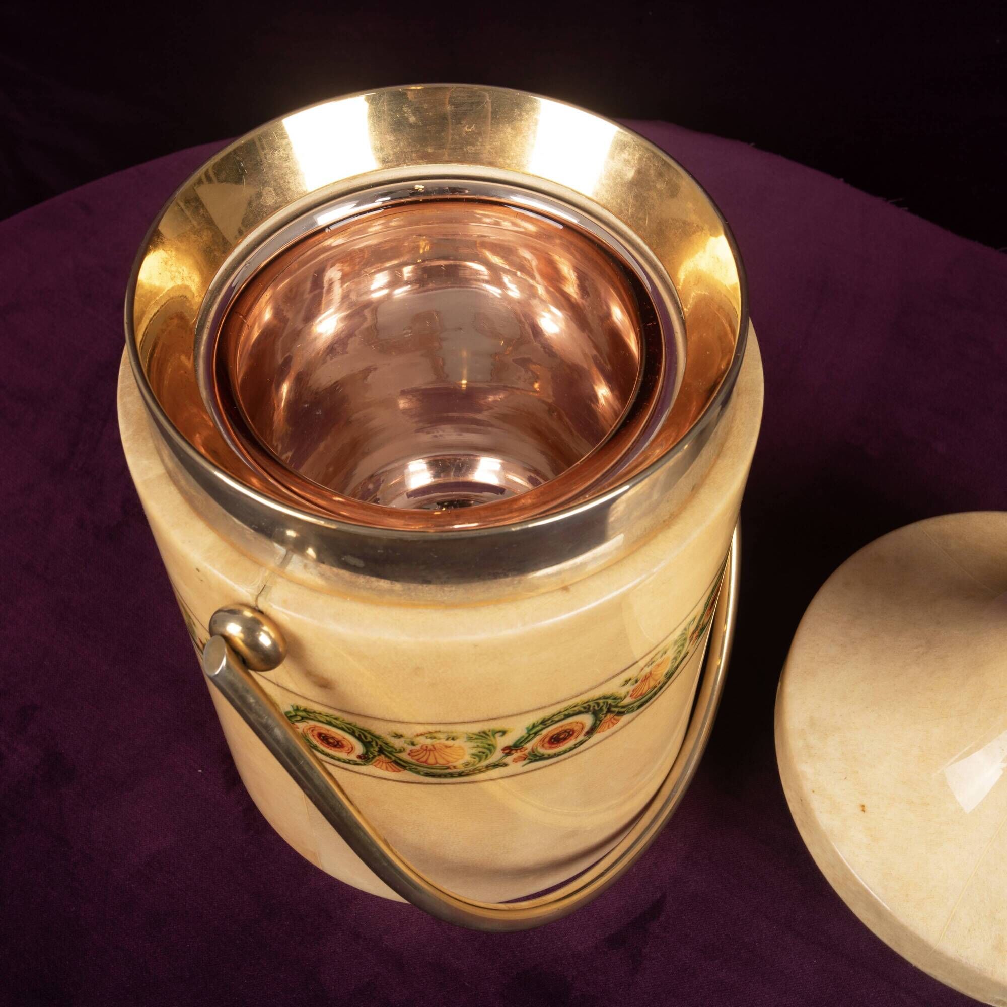 Aldo Tura Mod. 1225D Goatskin Parchment Ice Bucket / Thermos Italy 1970