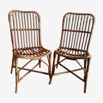 Lot of 2 old rattan chairs