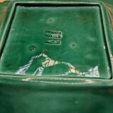 Square dish, french royal barbotine leaf