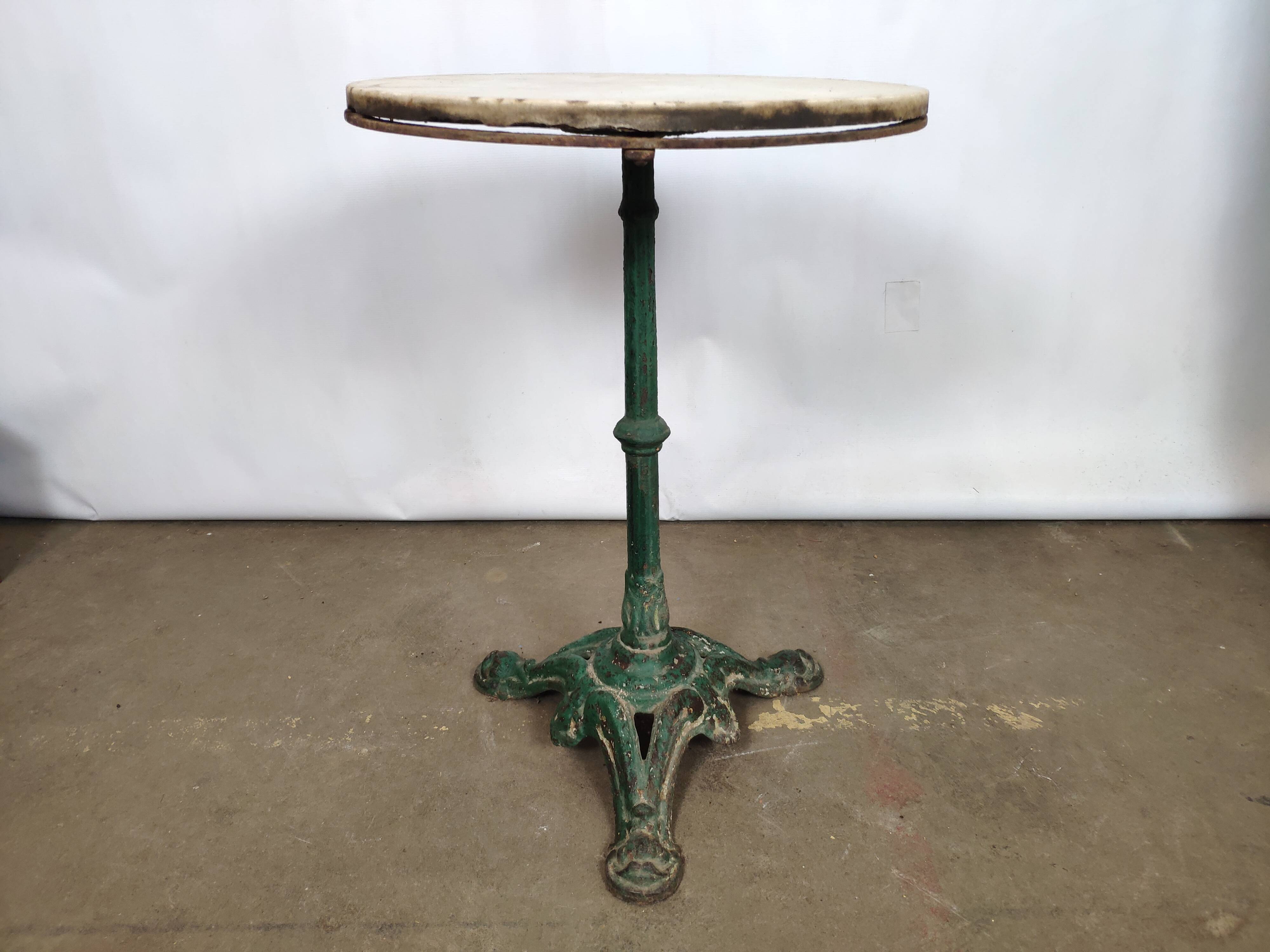 Marble marble and wrought iron vintage bistro table