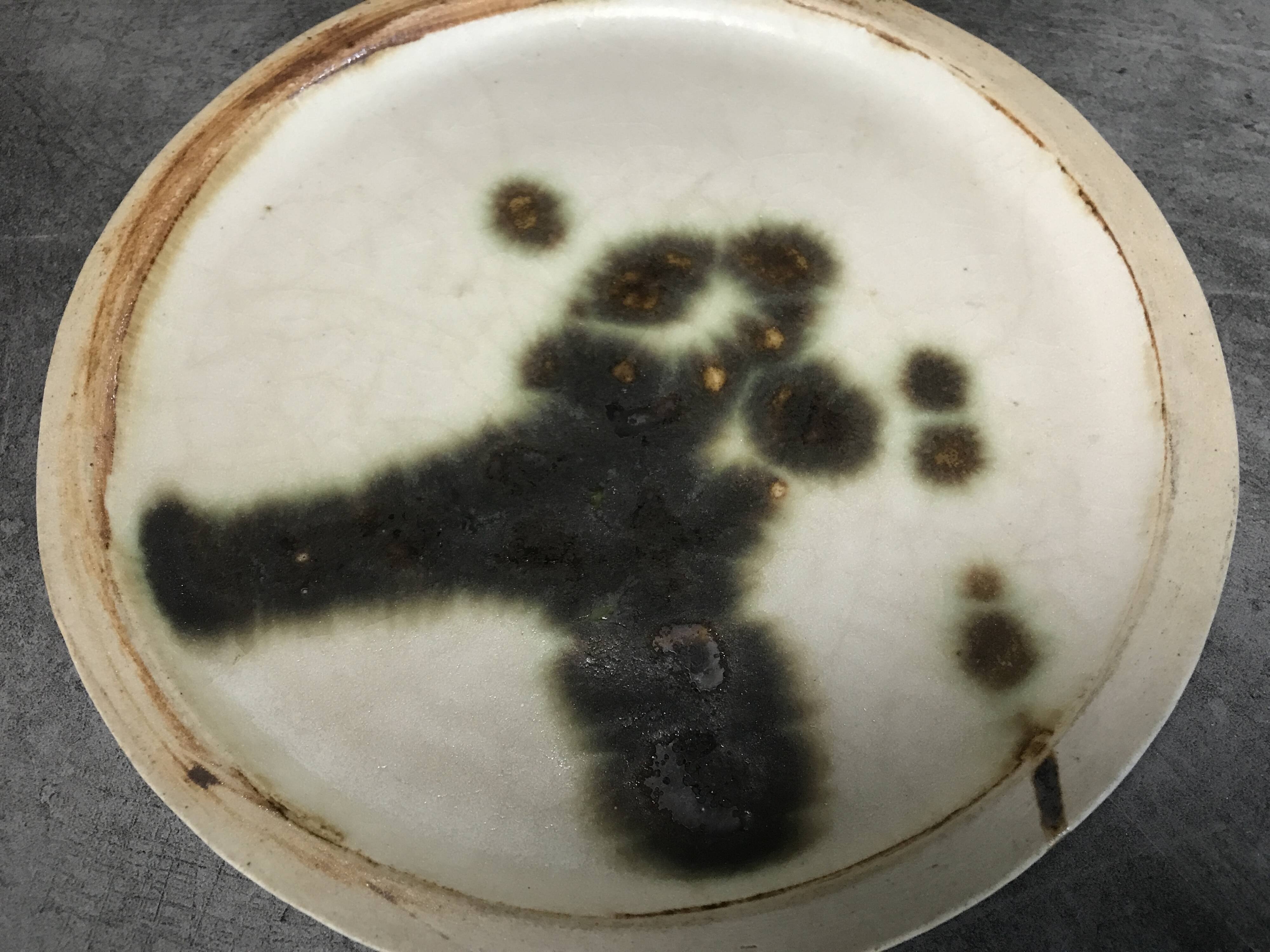 Small vintage plate from the La Colombe pottery, Vallauris artistic effect stoneware