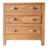 Commode ancienne en pin brut massif, 3 tiroirs