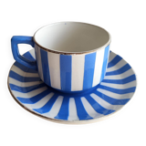 Cup and under cup earthenware Sarguemine Fox Trot