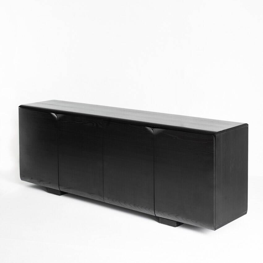 Vintage minimalist sideboard. Solid oak wood. Mid 90s.