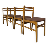 Set of 4 Vintage Branko Ursic Dining Chair: 1970s Scandinavian Wood & Brown