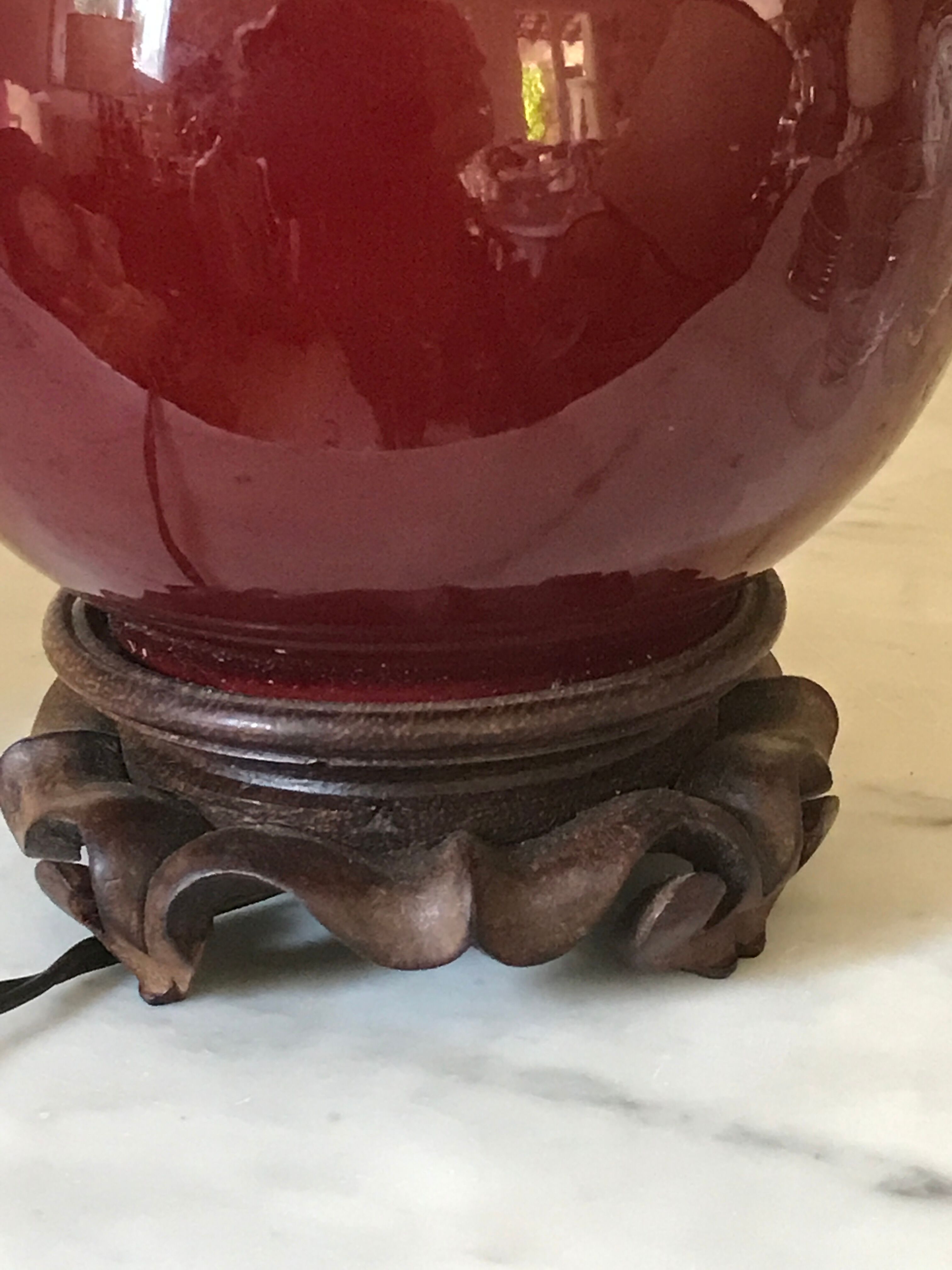 Vintage enamelled porcelain lamp