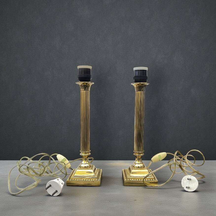 Pair of vintage solid brass lamp bases – Empire style
