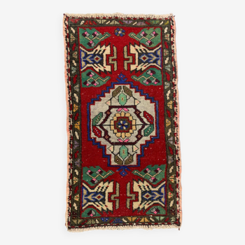 Petit tapis turc vintage 93x50 cm, Short Runner, Tribal, Shabby, Mini Tapis