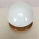 Mushroom lamp, white opaline on pine base