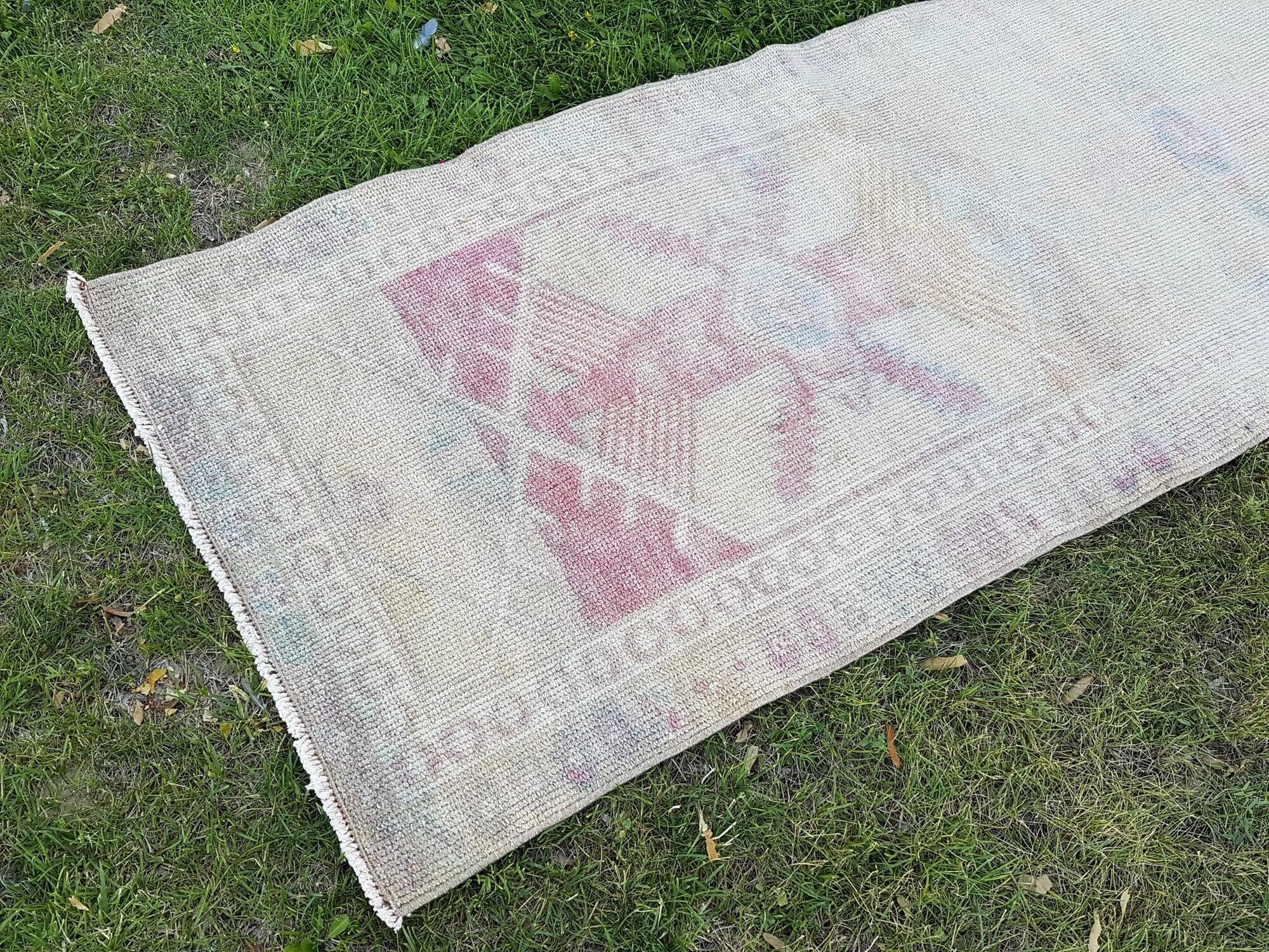 Vintage Turkish hallway rug 87x370 cm