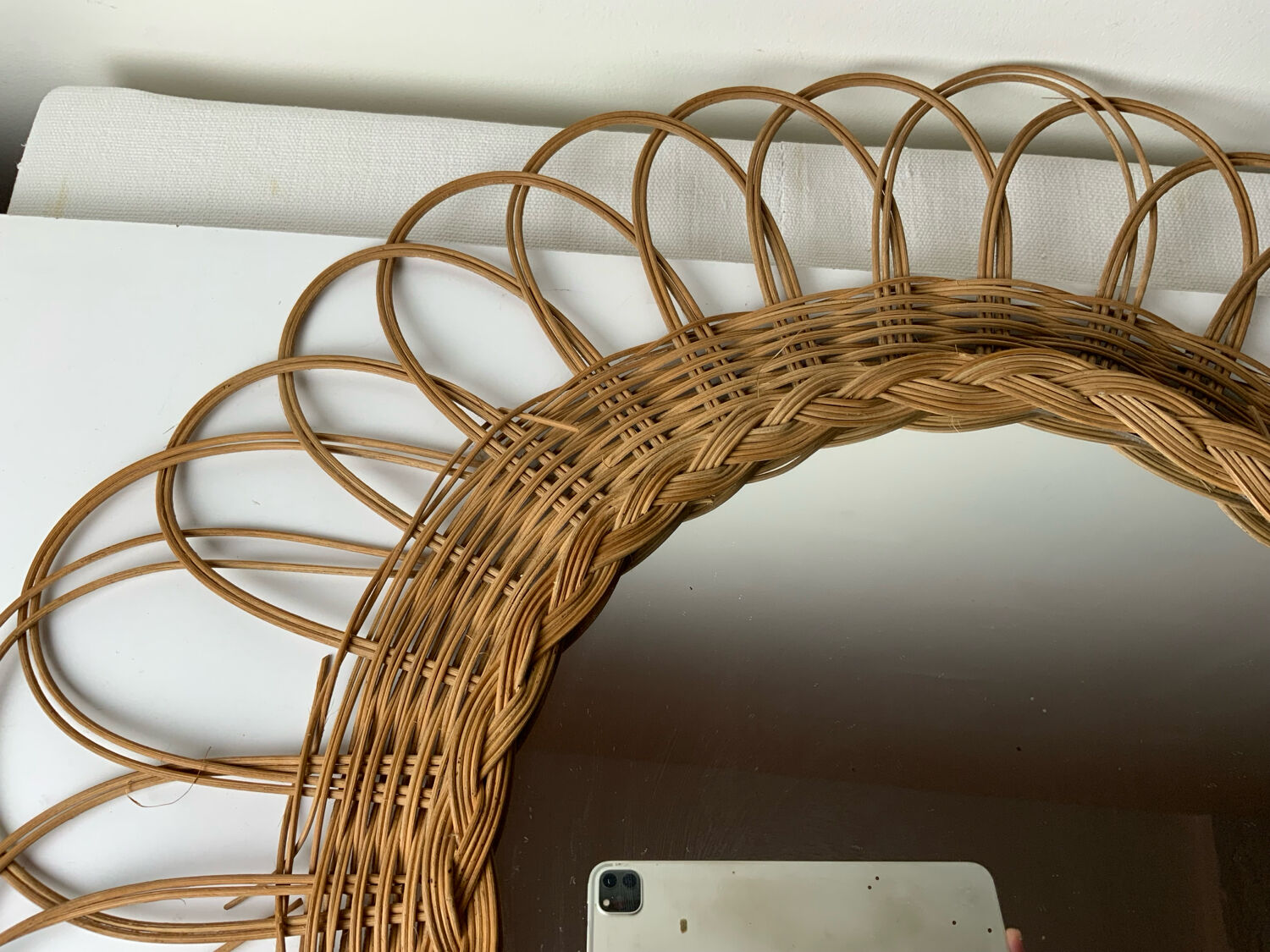 Vintage wicker mirror