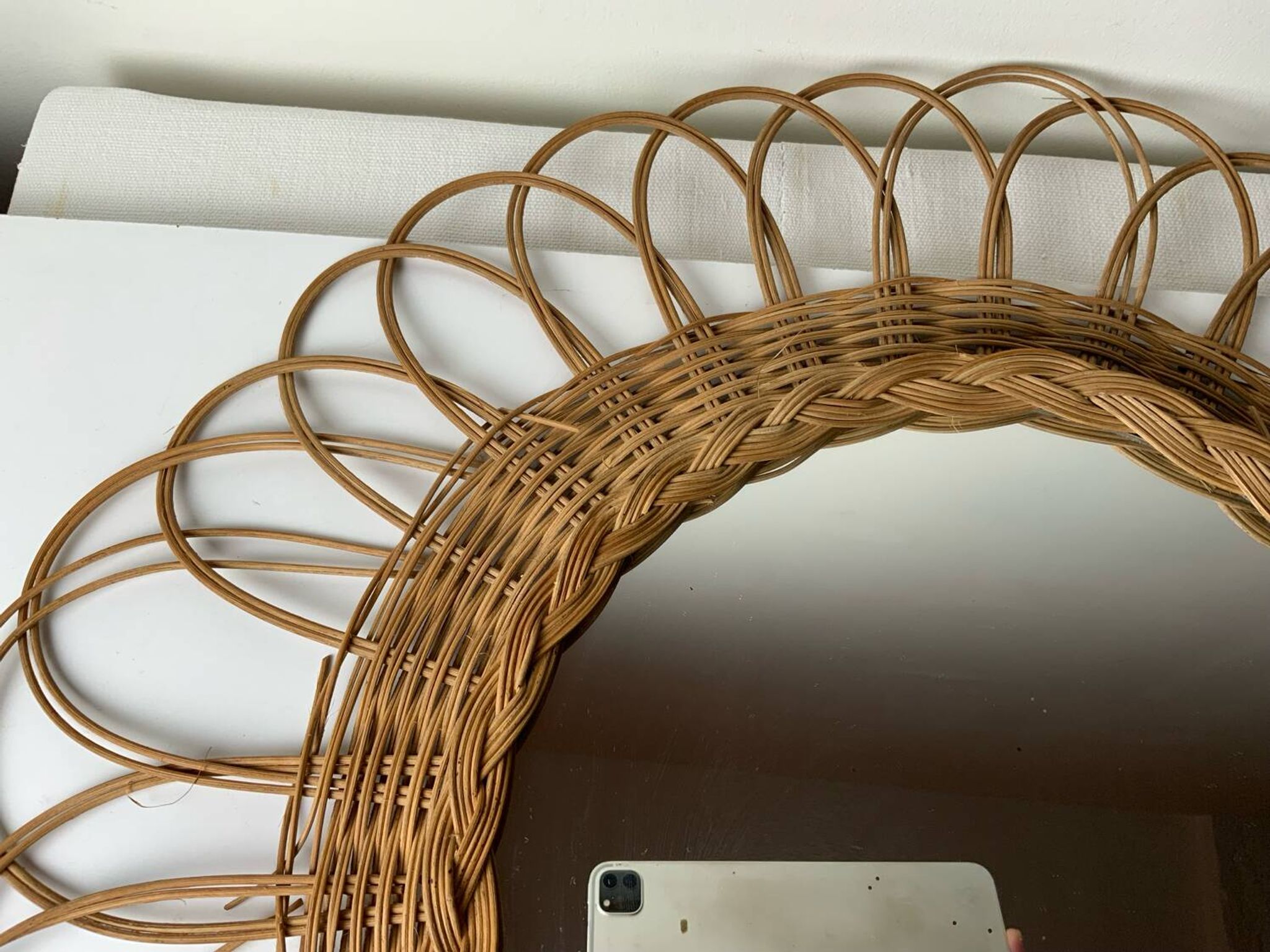 Vintage wicker mirror