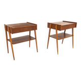 Set of 2 Scandinavian teak bedside tables, Carlström, Sweden, 1960
