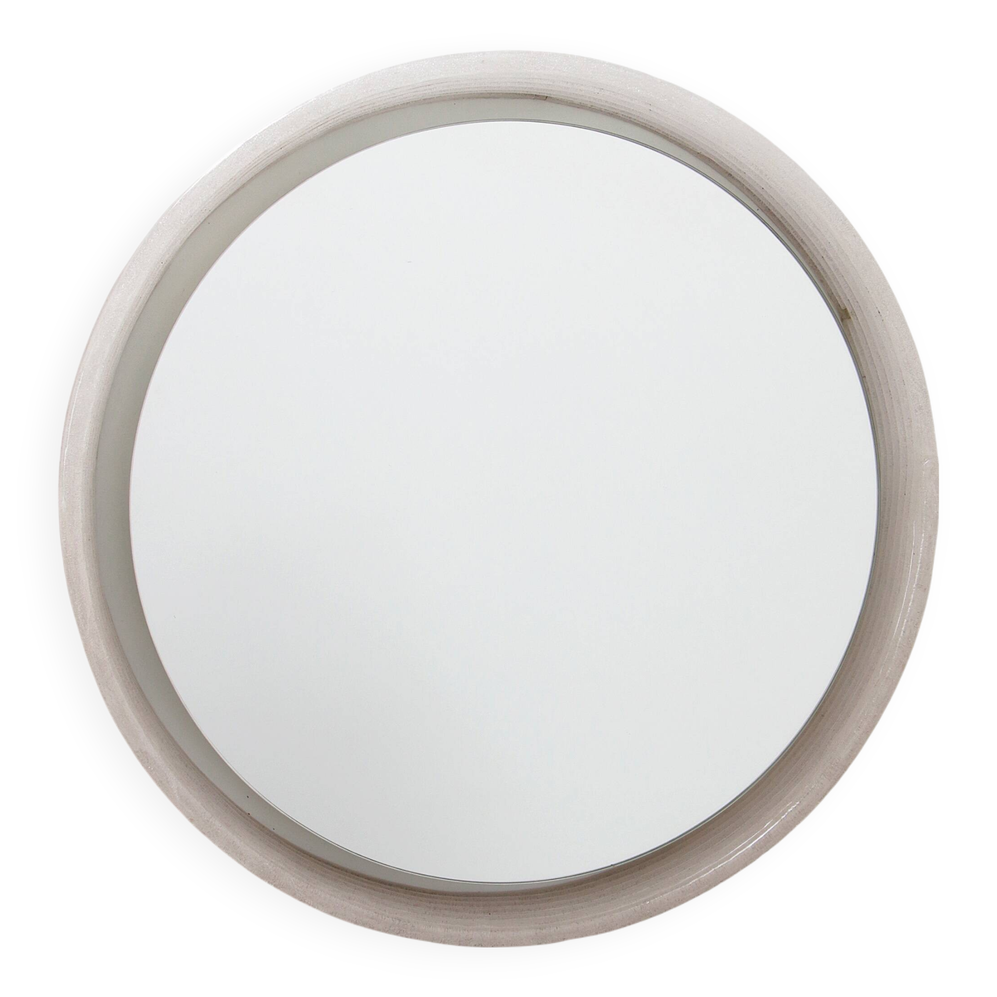 Round Plexiglass Bathroom Mirror by Hillebrand, Large Model, 1960 Germany.