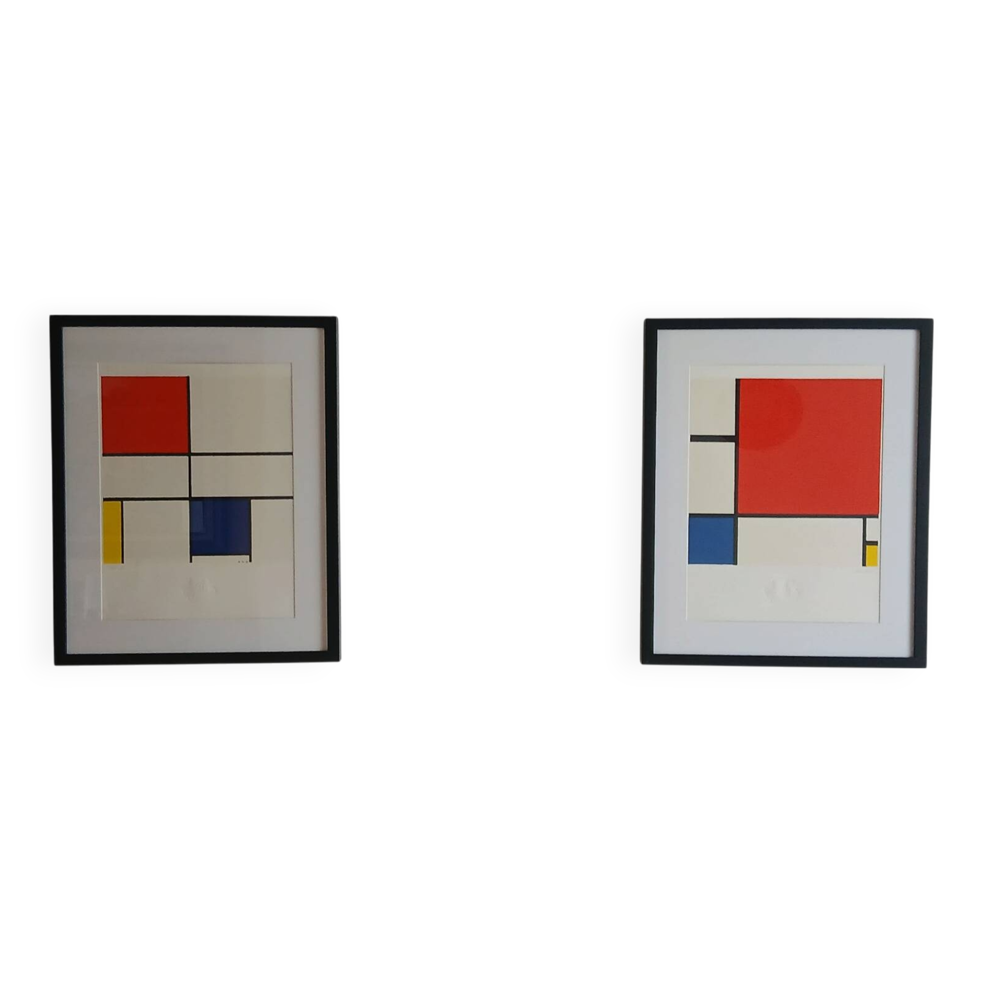 Pair of lithographs by piet mondrian 1872-1944 after two works