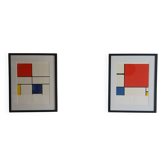 Pair of lithographs by piet mondrian 1872-1944 after two works