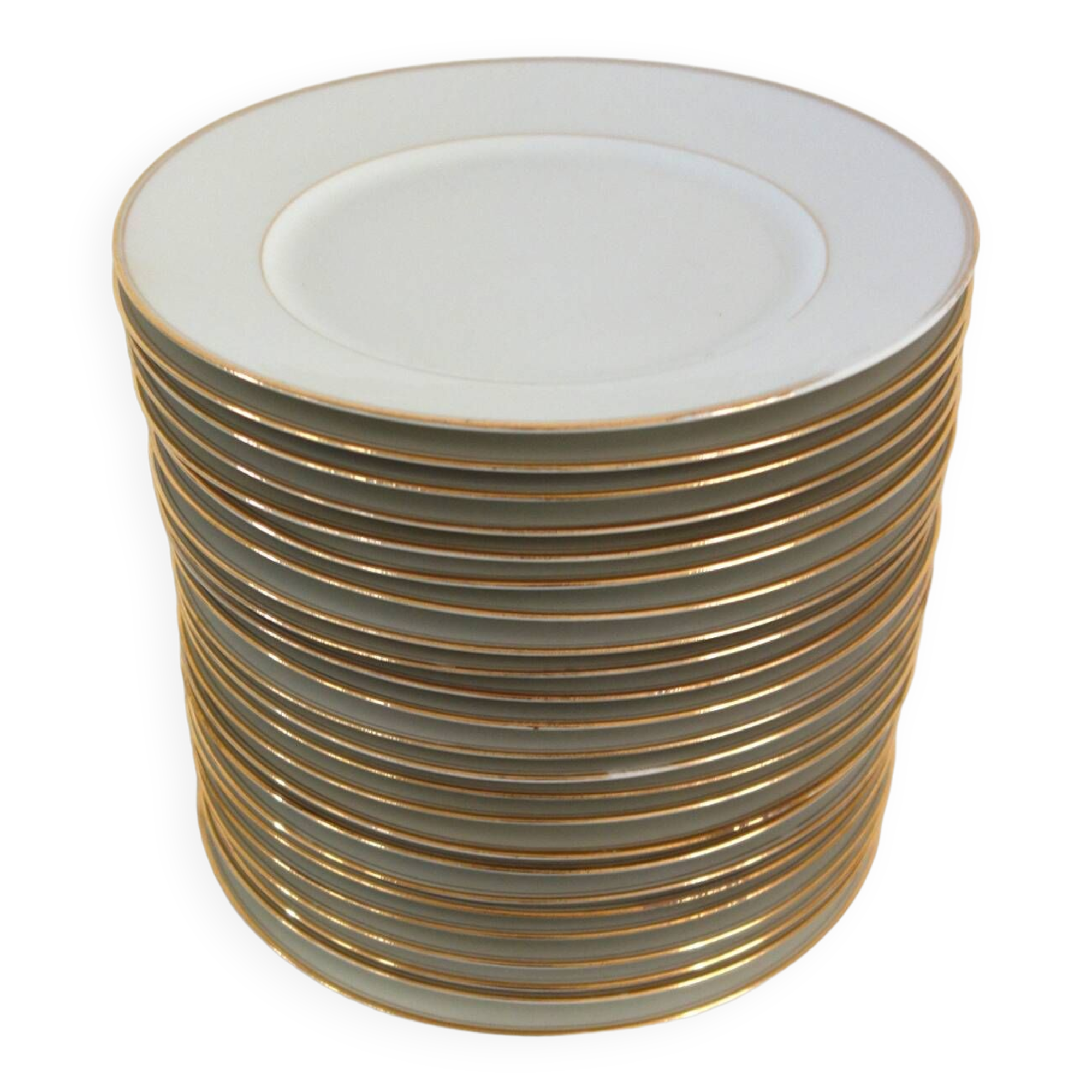 Set of 24 Limoges porcelain dinner plates