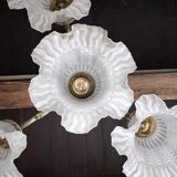 Empire bronze chandelier with 4 lights in glass tulips