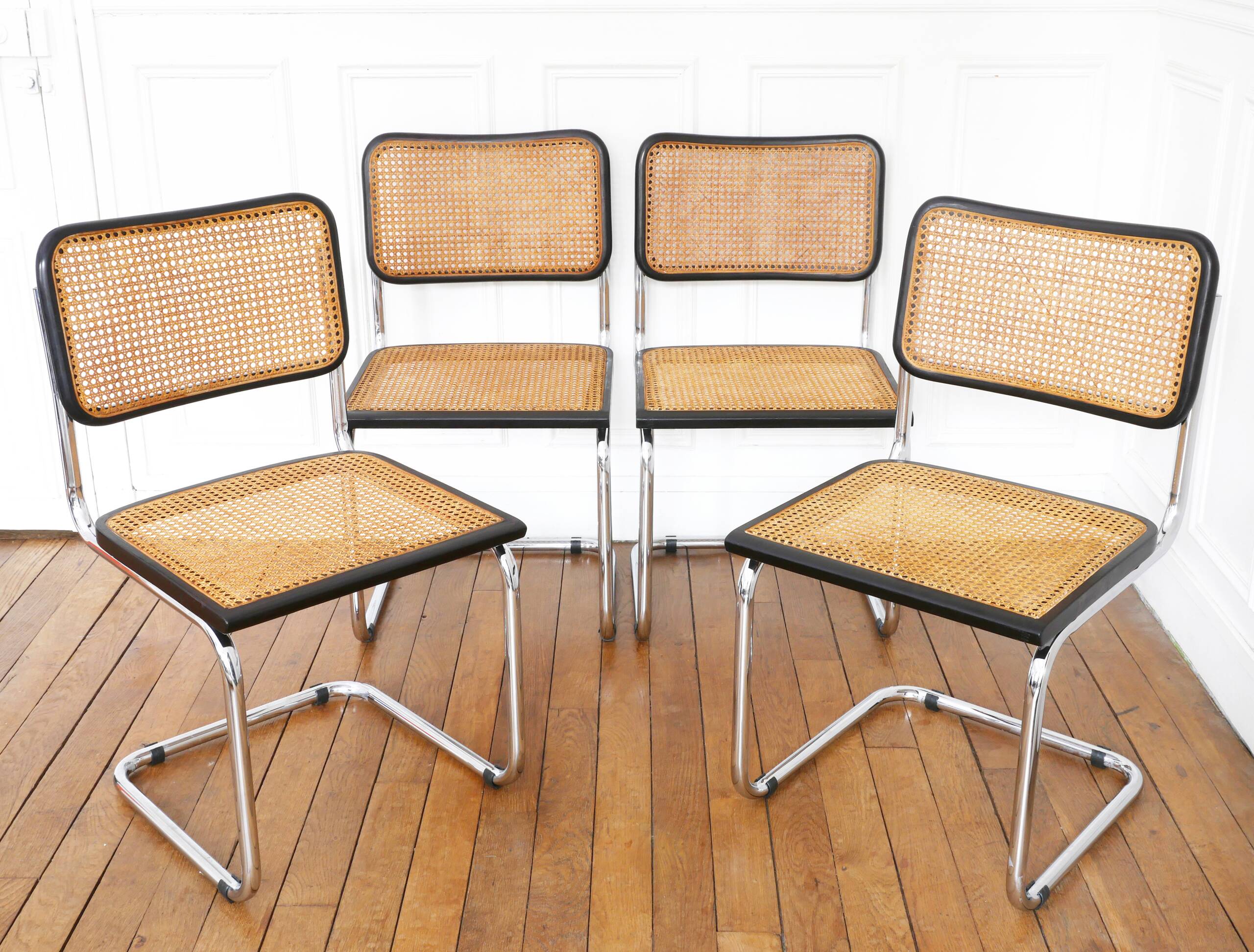 4 Cesca B32 Breuer chairs made in Italy - re-caned seats.