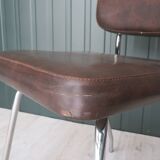 Set of 4 chairs in skaï and vintage chrome