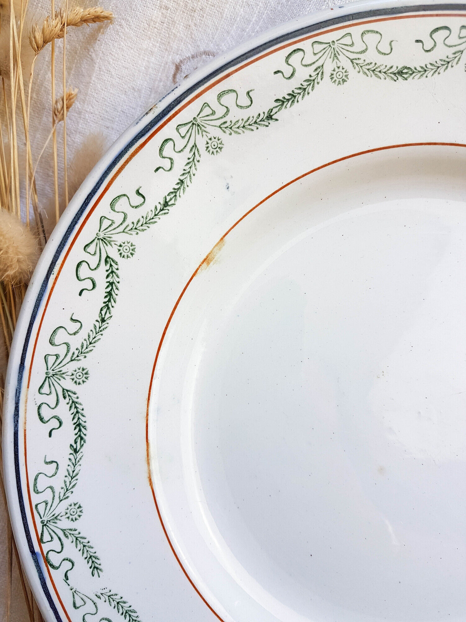 Set of 6 flat plates Saint Amand Blue white red Iron Earth