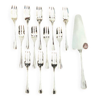 Christofle boréal, 12 cake forks, pie server, cake service with box