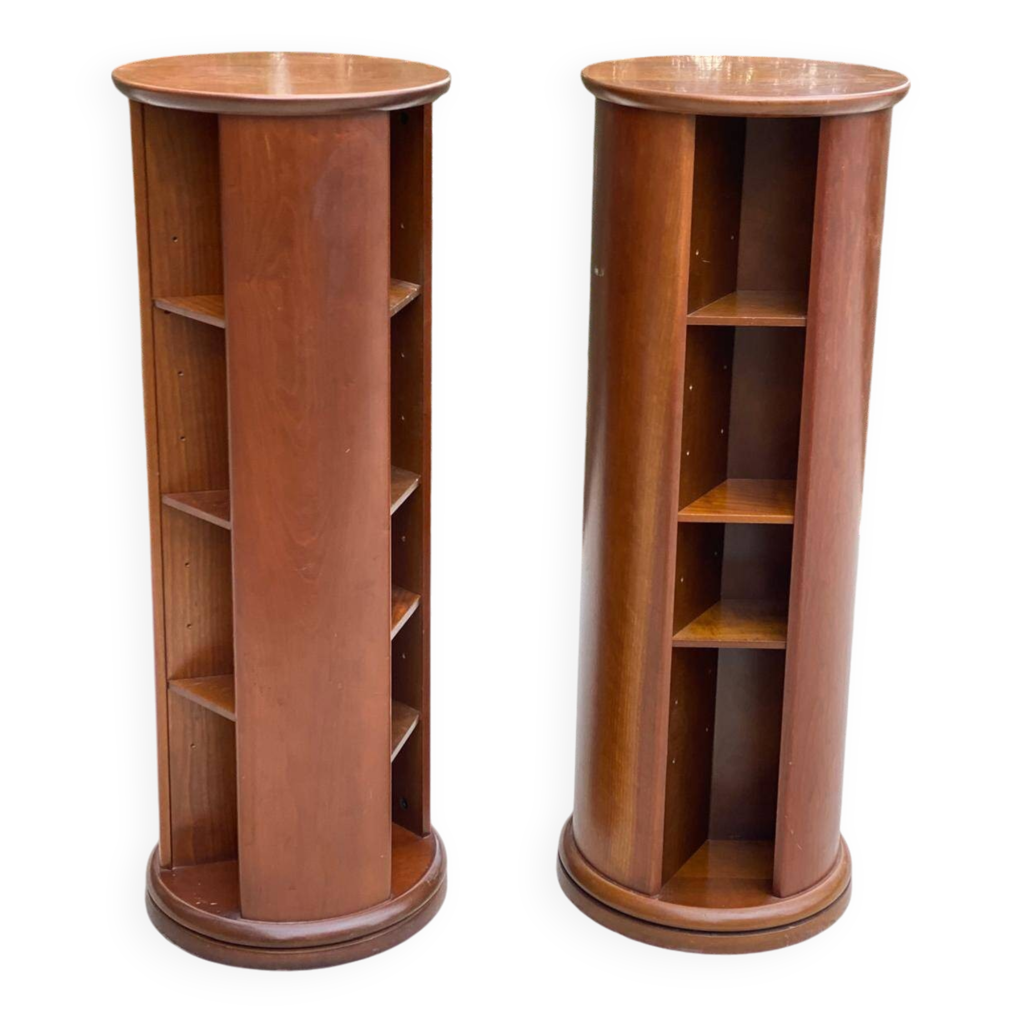 Pair of wooden swivel stools