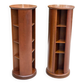 Pair of wooden swivel stools