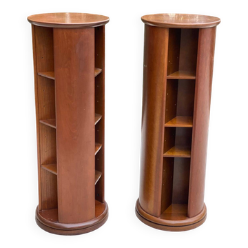 Pair of wooden swivel stools
