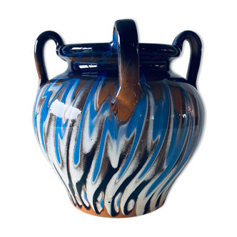 Vase ancien couleurs mélangées avec anses