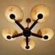 Large Art Deco pendant light in wood and glass, 1930s