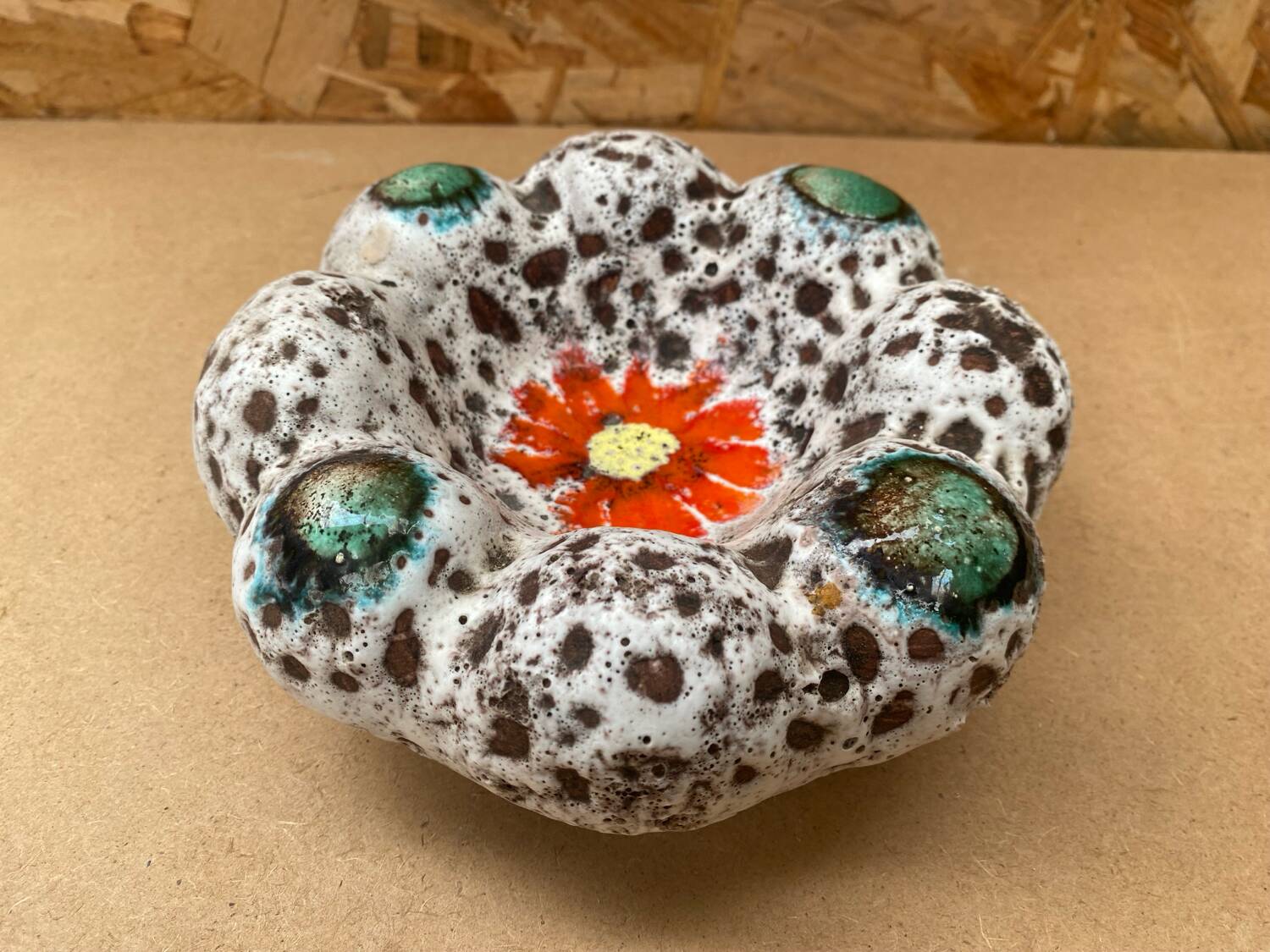 Antique Ashtray VALLAURIS Style Speckled Ceramic Vintage