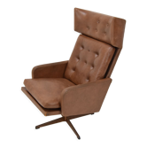 Fauteuil rotatif en similicuir du milieu du siècle, années 1960.