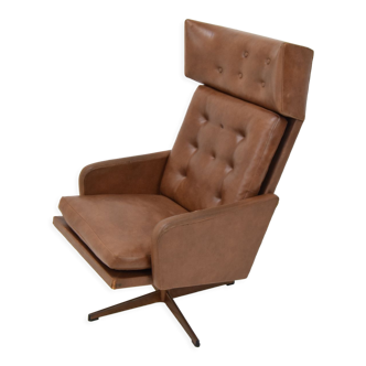 Fauteuil rotatif en similicuir du milieu du siècle, années 1960.