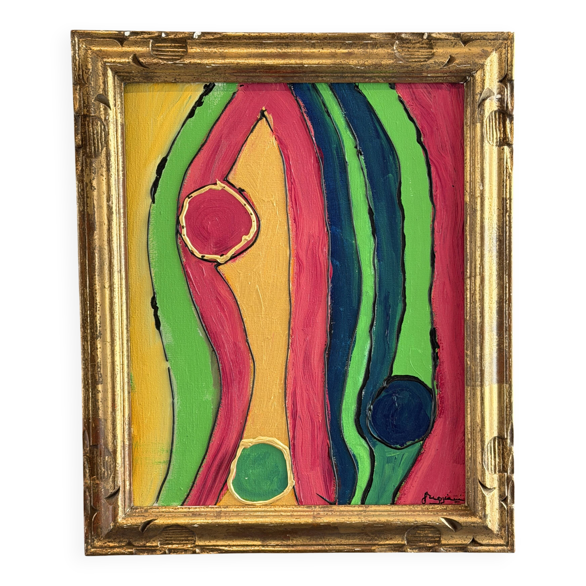 Serge reggiani, acrylic on canvas "reminder 2004" signed (1922 - 2004)