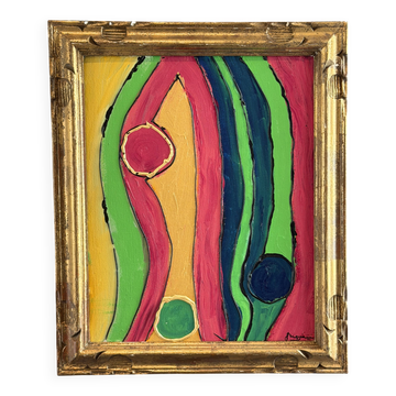 Serge reggiani, acrylique sur toile "rappel 2004" signee (1922 - 2004)