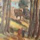 Peinture ancienne paysage breton cadre bois