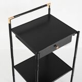 Vintage coffee table in iron (faux bamboo) and black escay. France, 1960s.