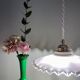 Vintage lampshade pendant light in white opaline